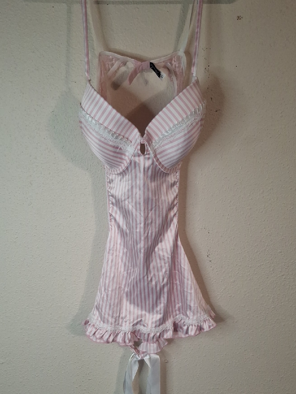 Cassandra Intimates Pink Striped Lace-Trim Chemise - Women Intimates size XL